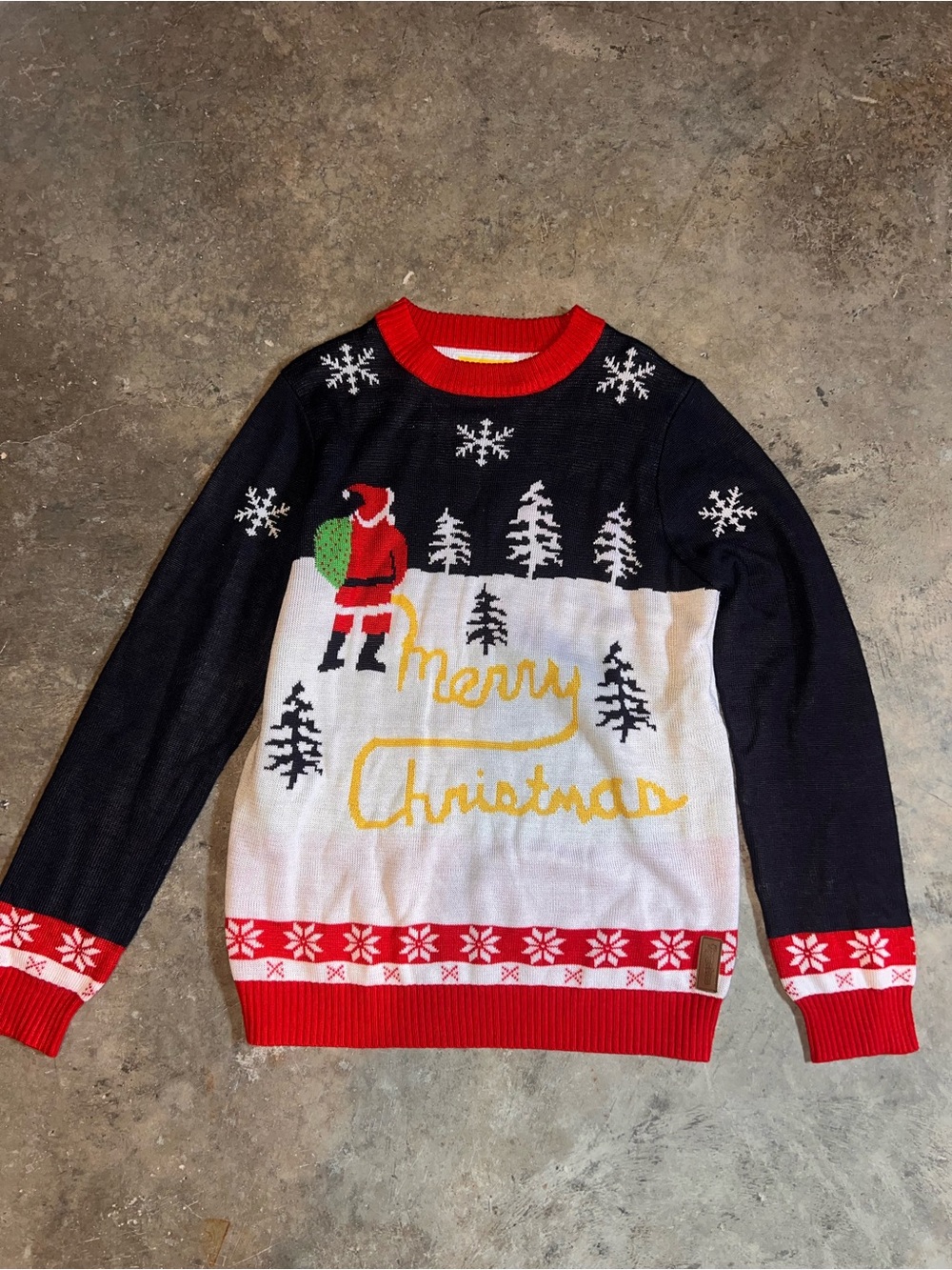 Tipsy Elves Yellow Snow Ugly Christmas Sweater – Funny Santa Size Large